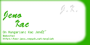 jeno kac business card